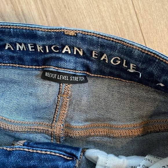 American Eagle Next Level Stretch High Rise Jegging Button Fly Med/Dark Wash - Picture 3 of 10